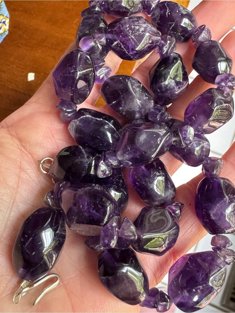 Stunning Deep Purple Amethyst Beaded Necklace and Earrings